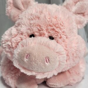 Aurora 12" Soft Pink Crouching Pig Piglet Stuffed Plush Animal Toy